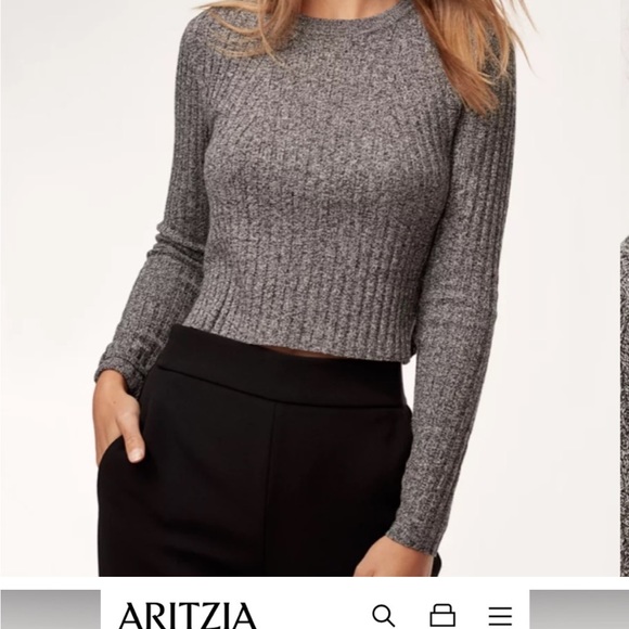 Grey wool blend cropped sweater - Picture 6 of 6